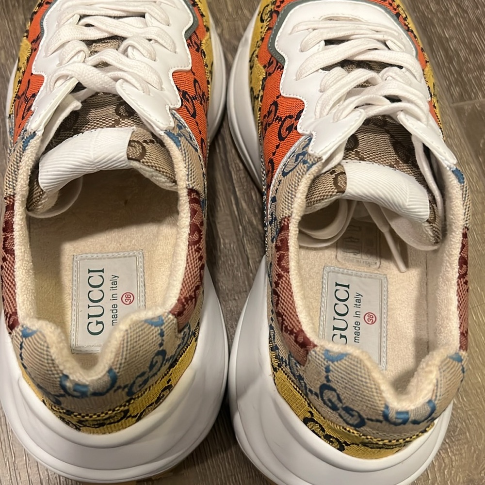 🧡💛Gucci Rhyton GG Multicolor Sneaker Sz 38 - Picture 5 of 13